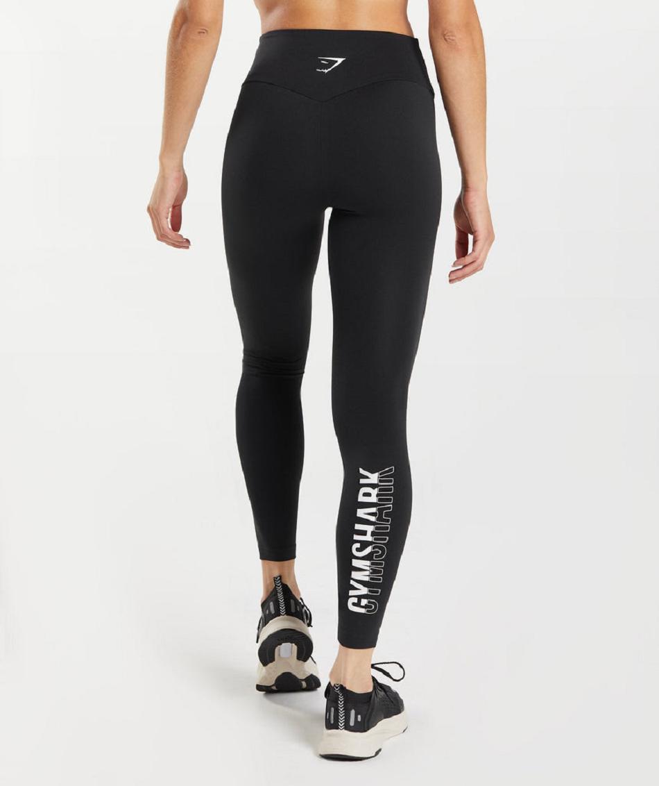 Legginsy Damskie Gymshark Fraction Czarne Białe | PL 2223AHK